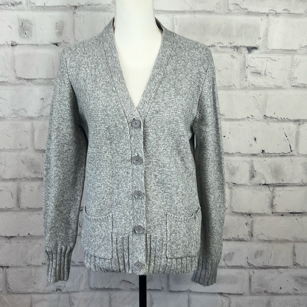 Sahalie Button Down Long Sleeve Cardigan Grey